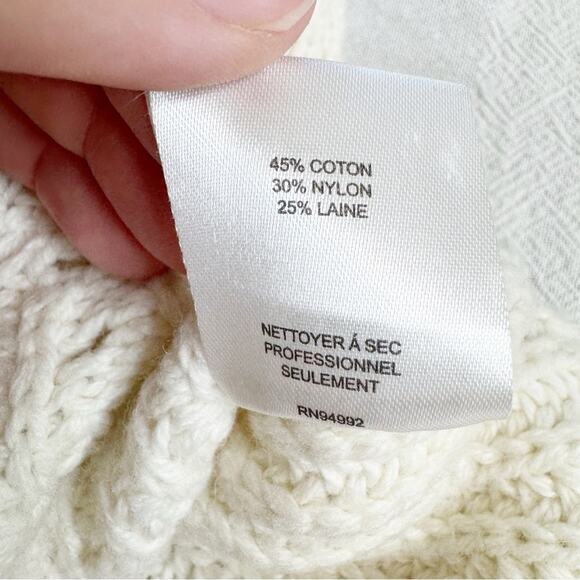 Jonathan Simkhai Aubrey Cable Knit Cold‑Shoulder Sweater Ivory Cream Turtleneck - Picture 10 of 15